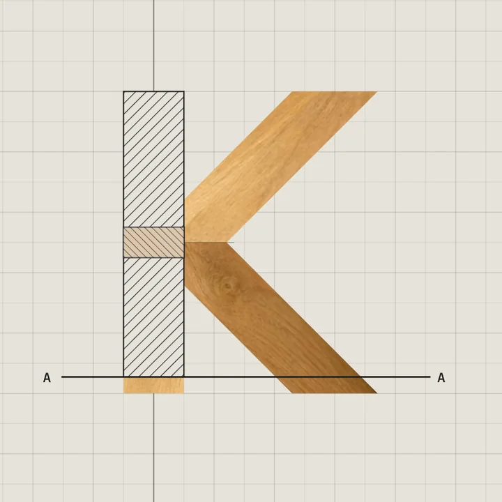 A section through the stem, showing the tenon passing right through it.